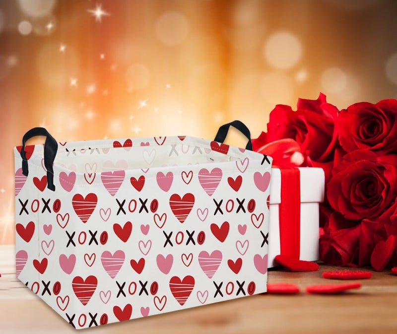 DDBASKET Rectangular Kids Baskets,Heart Basket,Cute Baskets Kids Storage Bin Baby Toy Organizer Box Love Room Decor for Home(XO heart ) - Image 4